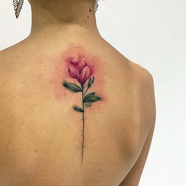 Ακουαρέλα λουλούδι μαύρο τατουάζ ιδέα