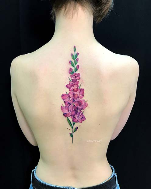 Pretty Floral (Gladiolus) Back Tattoo