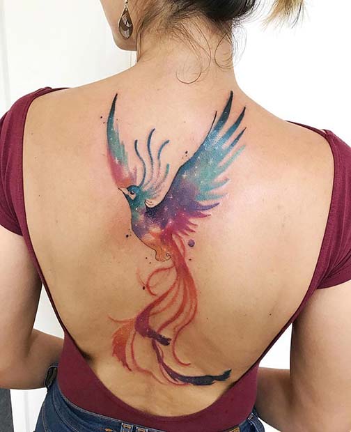 Bold Fenix ​​Back Tattoo Idea