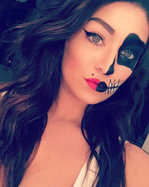 Half Glam Half Skull pour des idées de maquillage Halloween faciles