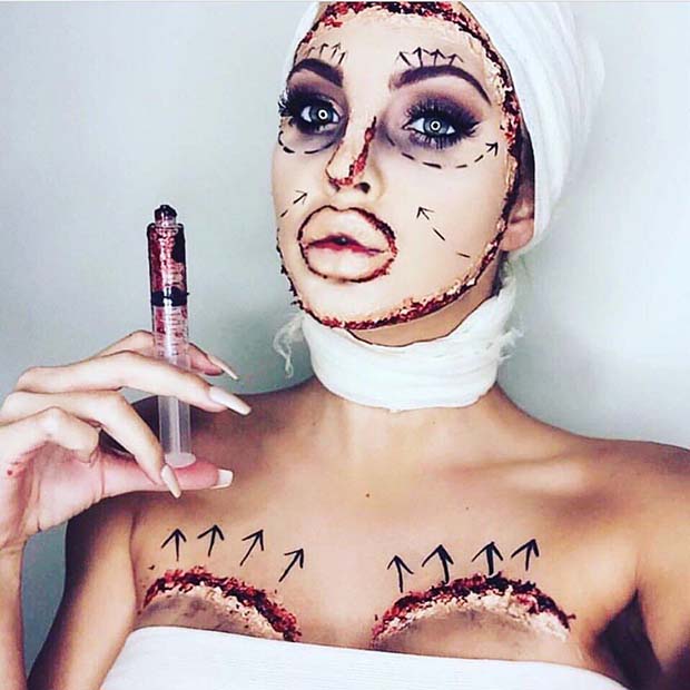 Idée maquillage Halloween chirurgie plastique