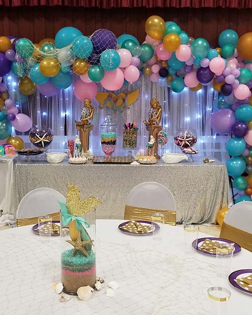 Mermaid Baby Shower θέμα για κορίτσια