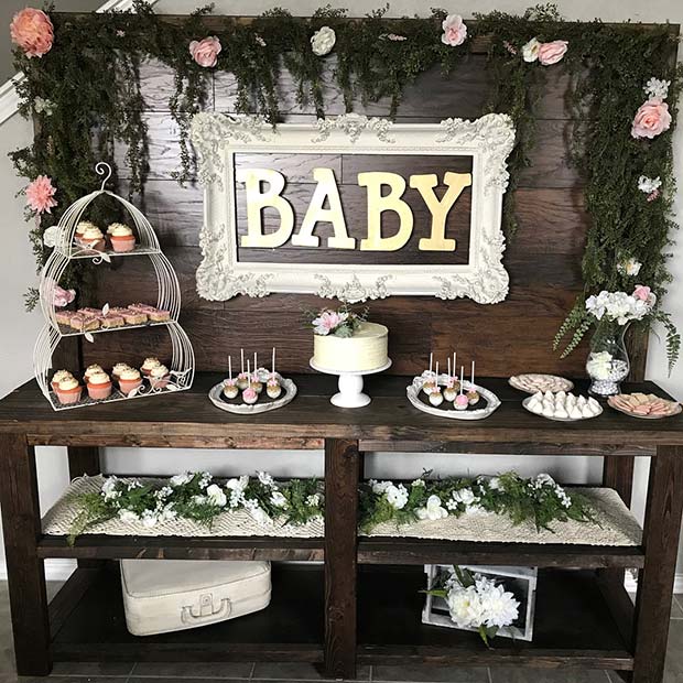 Κομψό θέμα Shabby Chic Baby Shower