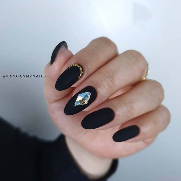 Ongles Noir Mat Glam