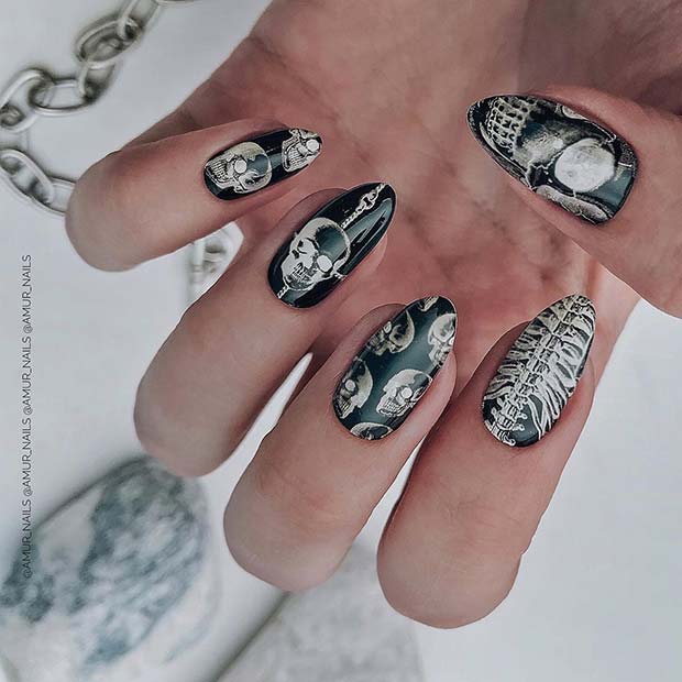 Edgy Skeleton Nail Art