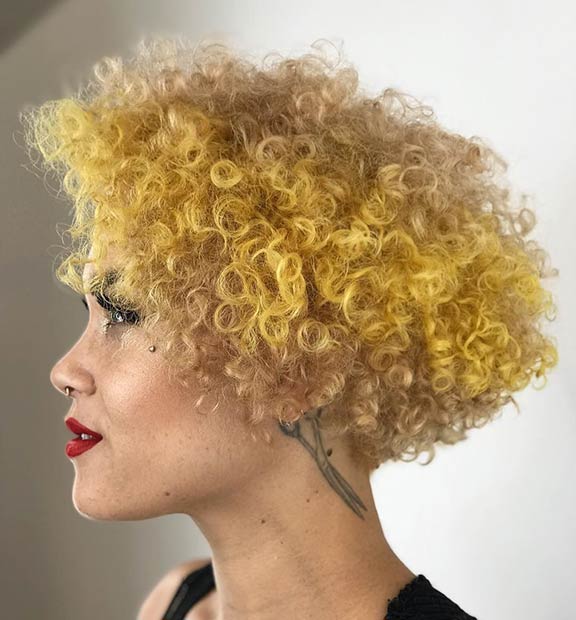 Coupe de cheveux courte et bouclée tendance