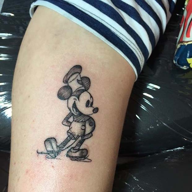 Steamboat Willie για μικρές ιδέες τατουάζ Disney