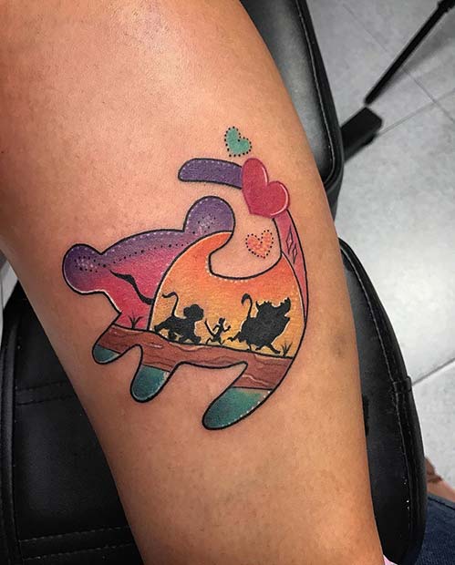 Χαριτωμένο The Lion King Tattoo για μικρές ιδέες τατουάζ Disney