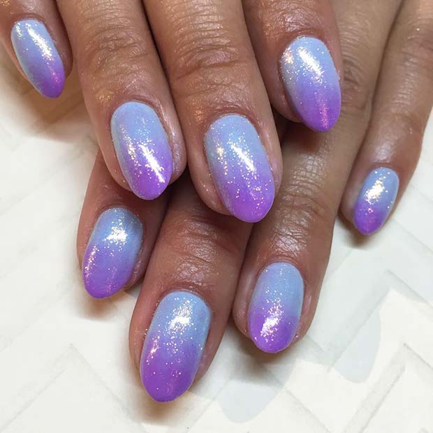 Μπλε έως Μωβ Ombre Nails