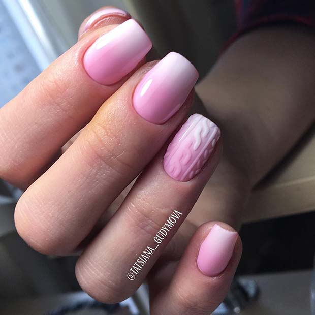 Ροζ και λευκά νύχια Ombre