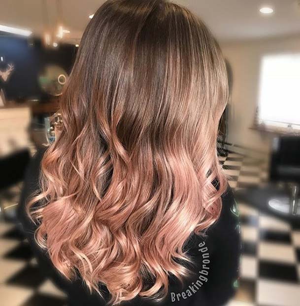 Χαριτωμένο ροζ χρυσό Ombre μαλλιά