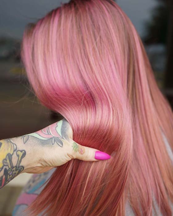 Χαριτωμένη ροζ ιδέα χρώματος μαλλιών
