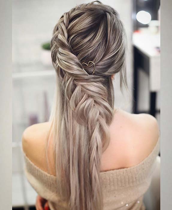 Loose Fishtail Braid with a Cute Heart