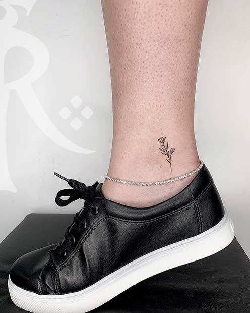 Floral Ankle Tattoo Idea