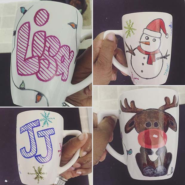 Tasses de Noël DIY pour des idées de cadeaux de Noël DIY
