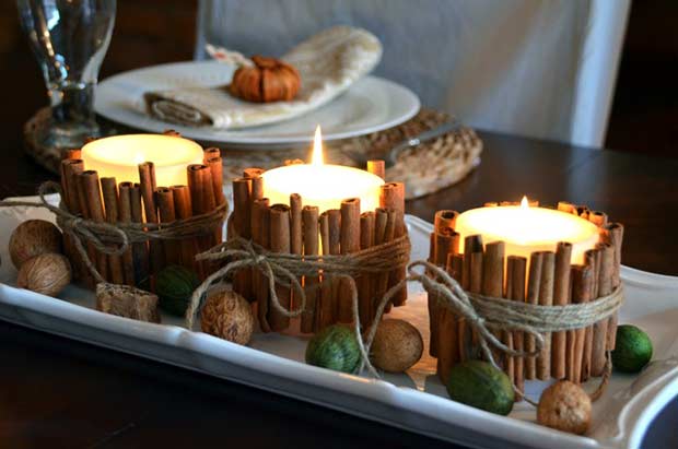 Bougies à la cannelle, décoration de Thanksgiving facile à faire soi-même