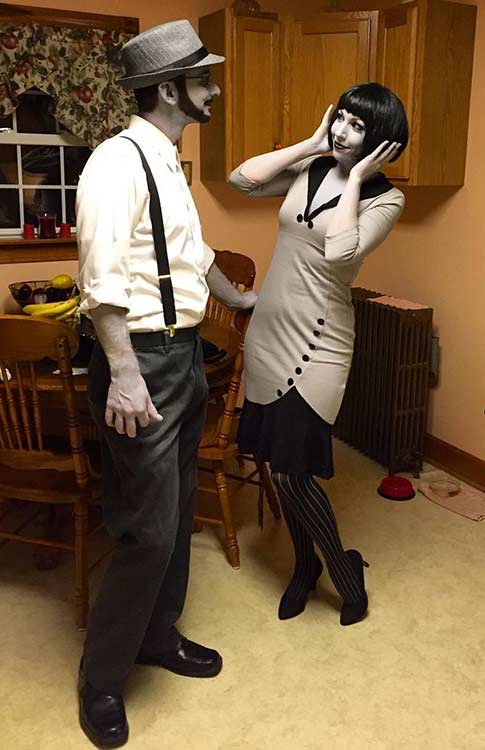 Costume d'Halloween de Couple Noir et Blanc des Années 40
