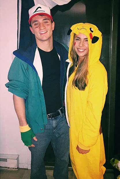 Costume d'Halloween pour Couple Pokémon Ash Pikachu