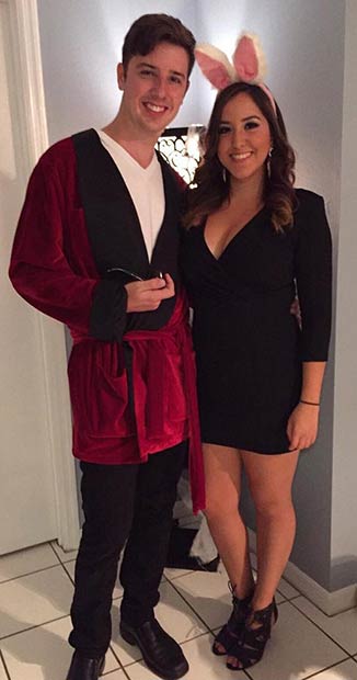 Costume d'Halloween pour couple de lapin Playboy Hugh Hefner