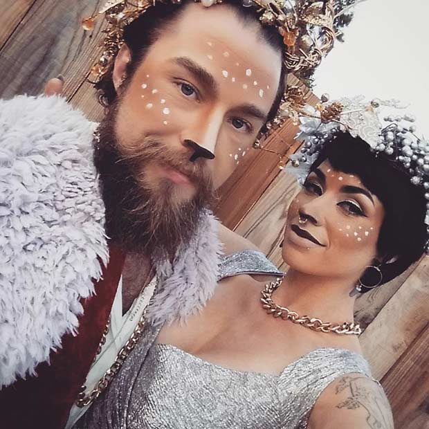Costume d'Halloween pour couple facile roi et reine de la forêt