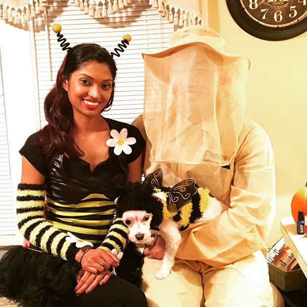 Costume d'Halloween pour couple d'abeilles et d'apiculteurs