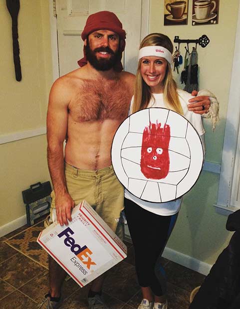 Costume d'Halloween Tom Hanks Cast Away Wilson Couple