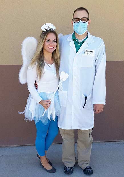 Costume d'Halloween pour couple facile de la fée des dents de dentiste