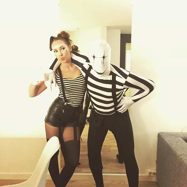 Costume d'Halloween de Couple de Mime