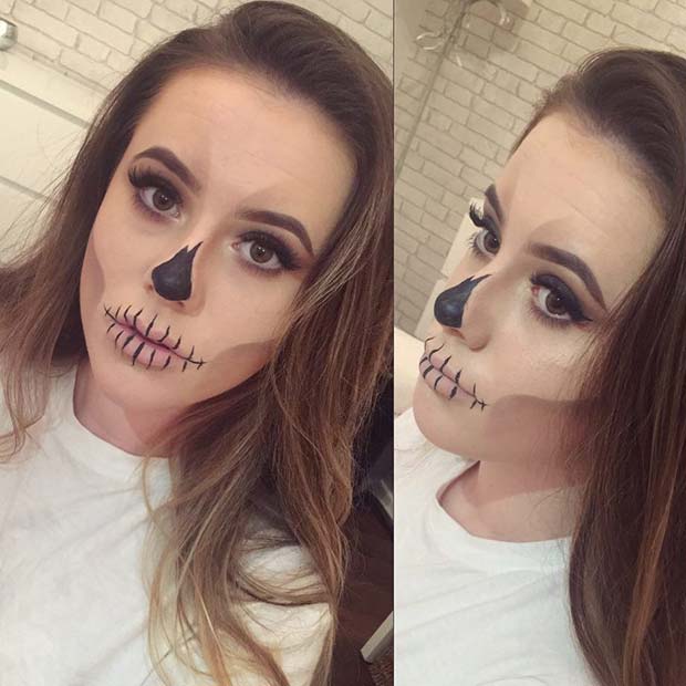 Maquillage squelette effrayant pour des looks de maquillage d'Halloween faciles et de dernière minute
