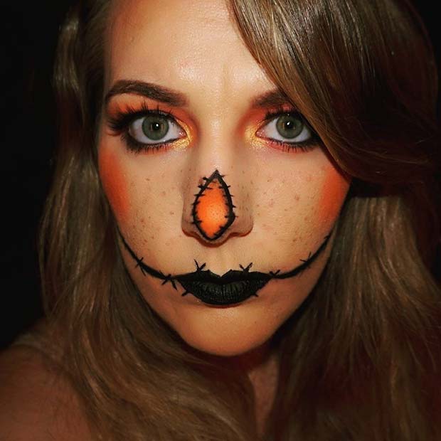 Épouvantail effrayant pour un maquillage d'Halloween facile et de dernière minute