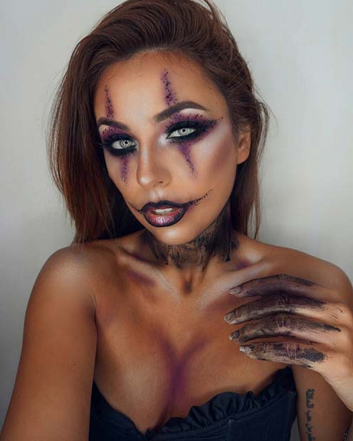 Maquillage de clown effrayant pour des looks de maquillage d'Halloween faciles et de dernière minute