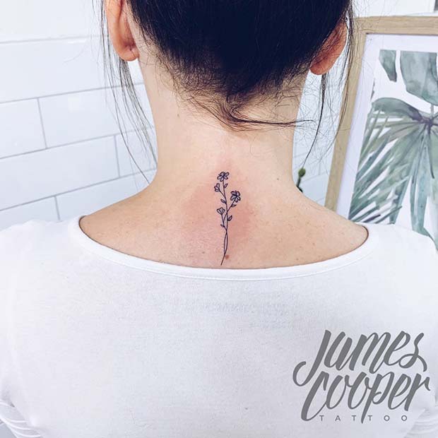 Floral Back of the Neck Tattoo
