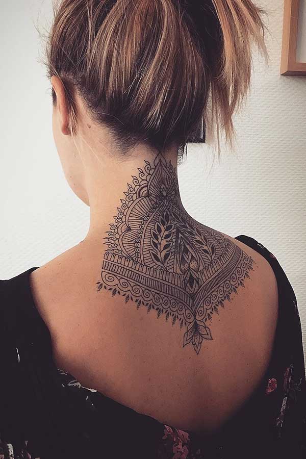 Mandala Back of Neck Tattoo