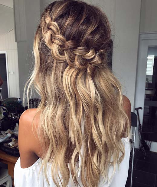 Loose Waterfall Braid for Bridesmaid Hair Ideas