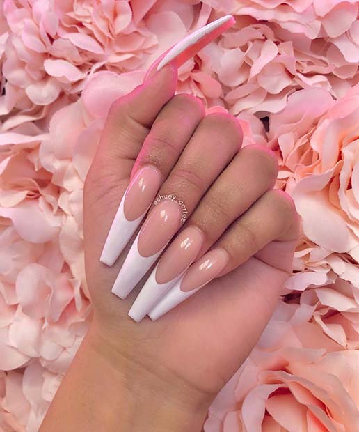 Απλά και Glam Γαλλικά Tip Coffin Nails