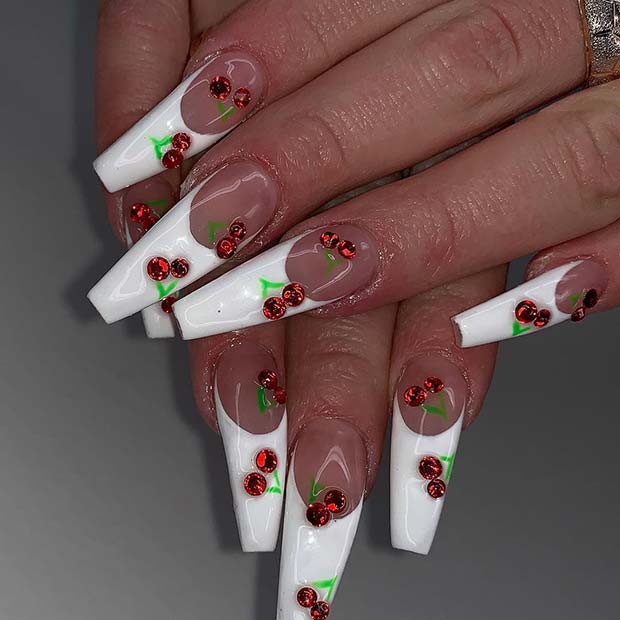 Ongles French Tip avec Cerises