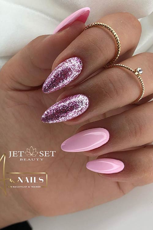 Απλό ροζ Glitter Nail Design