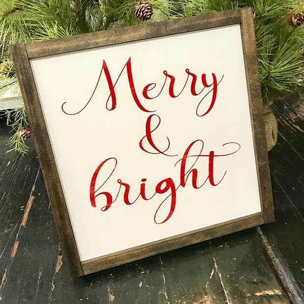 Farmhouse Merry and Bright Christmas Sign for Farmhouse Inspired Christmas Decor