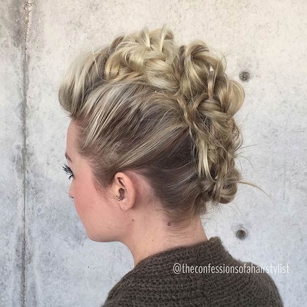 Messy Braided Faux Hawk Updo