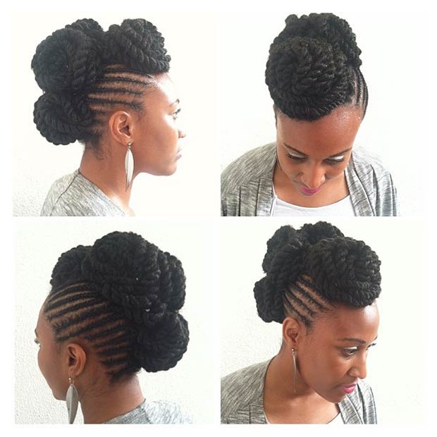 Twists and Cornrows Faux Hawk