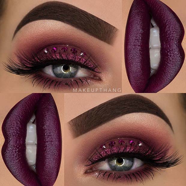 Glitter and Gems Purple Eye Makeup Look