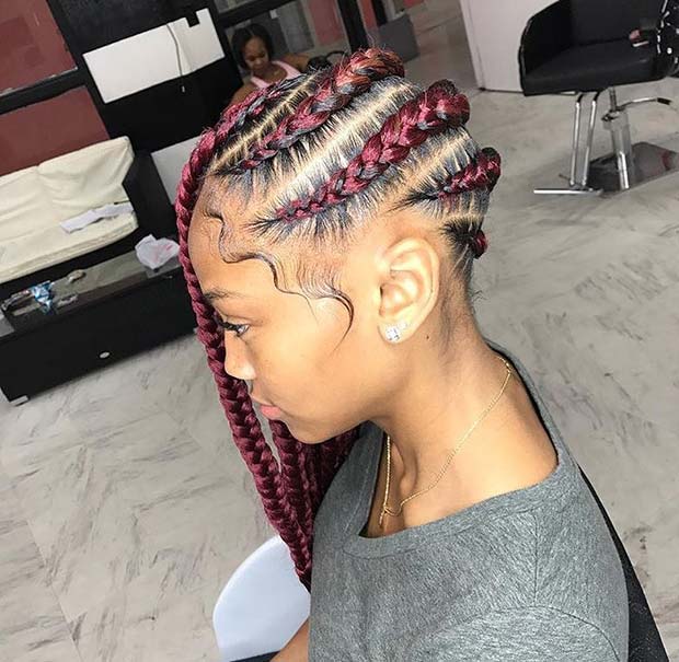 Burgundy Jumbo Lemonade Braids