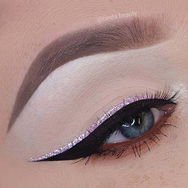 Ροζ Glitter Winged Liner