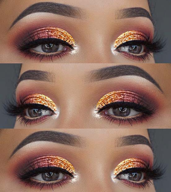 Πορτοκαλί Glitter και Burgundy Eyes