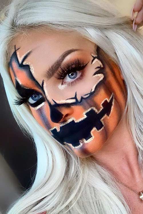 Maquillage Halloween Demi Citrouille