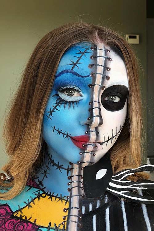 Maquillage Halloween Half Jack Half Sally