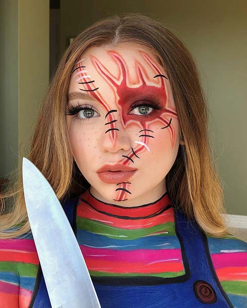 Idée de maquillage Chucky pour les femmes
