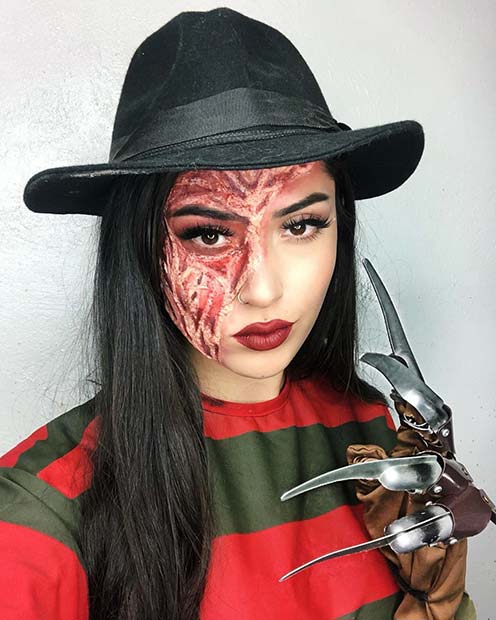 Ανατριχιαστικό μακιγιάζ Freddy Krueger