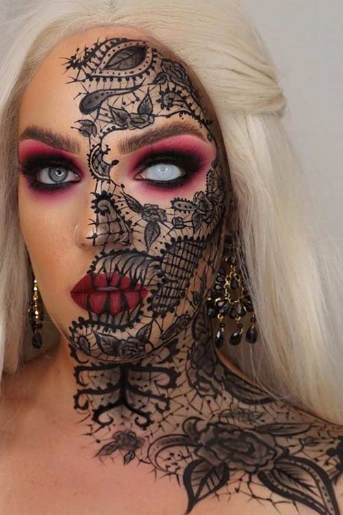 Maquillage Halloween Dentelle Noire