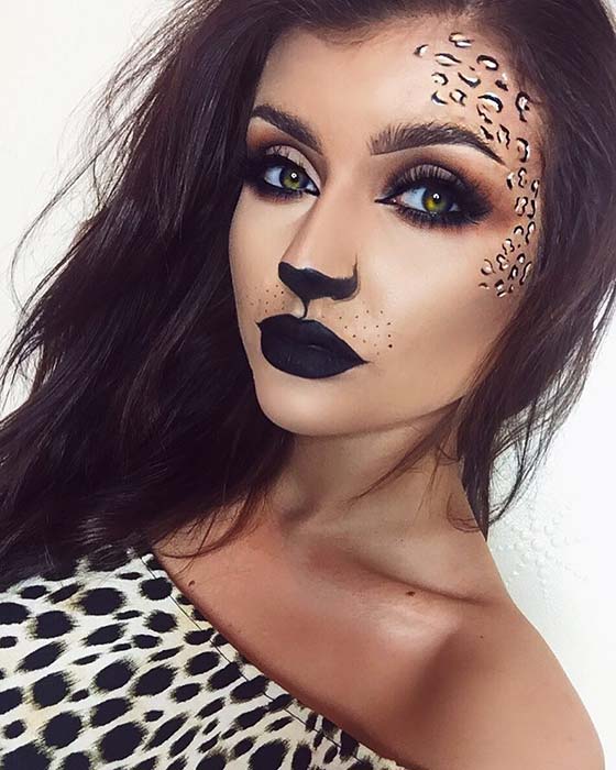 Joli maquillage léopard pour Halloween